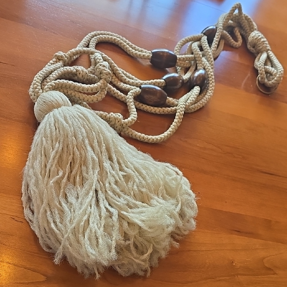 Beige Rope Tassel Necklace